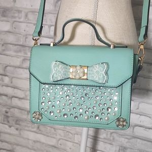 Custom Hand Embellished Sparkle Rhinestone Classic Box Shabby Chic Purse